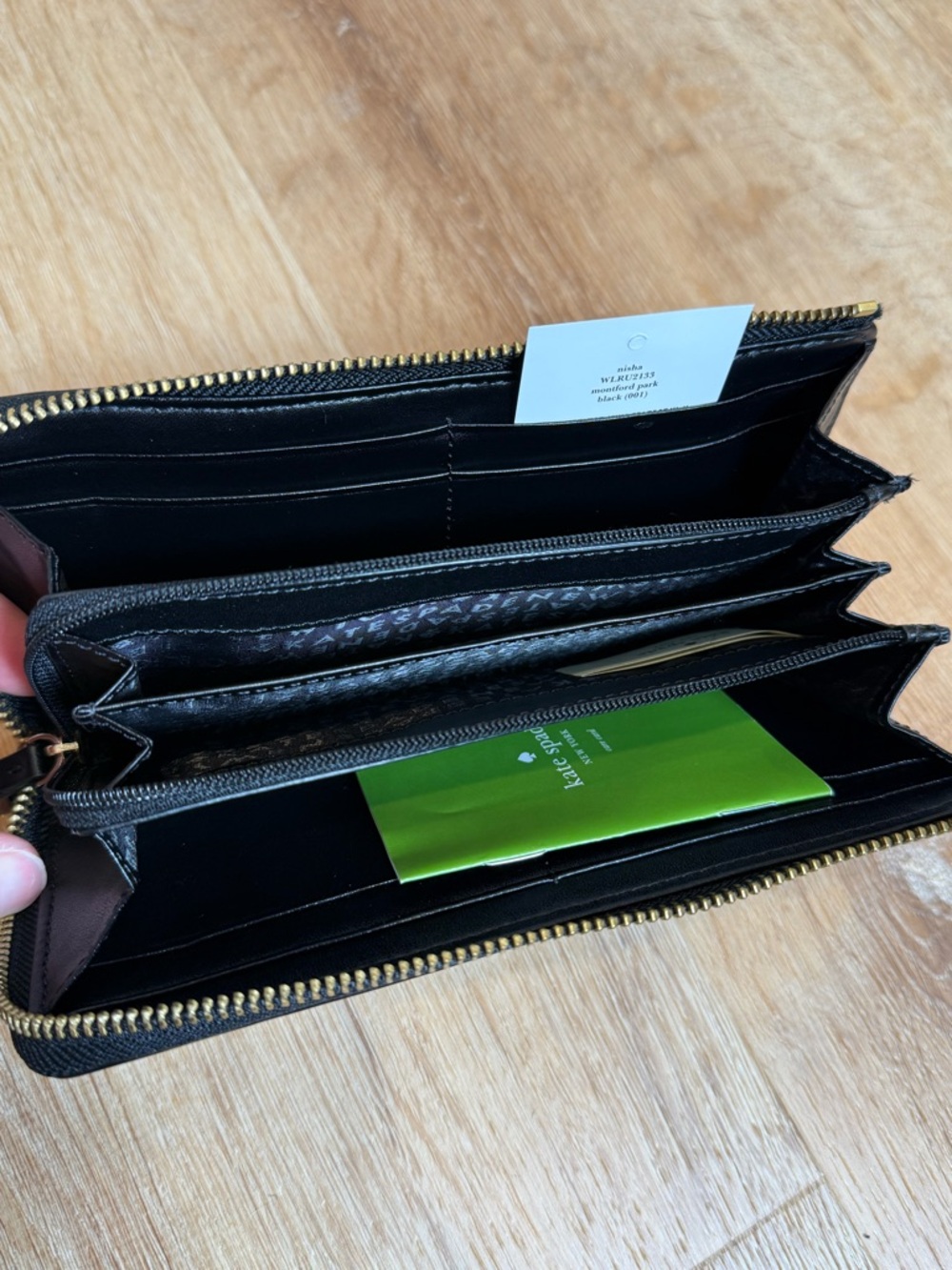 kate Spade Nisha black leather zip-around bow continental wallet - Picture 3 of 3